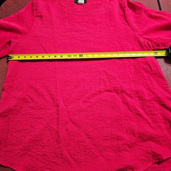 Yushi Poppy Red Swing Tunic Top OS Tie Sleeve Rayon Blend Lagenlook Scandi Boho - Picture 10 of 11